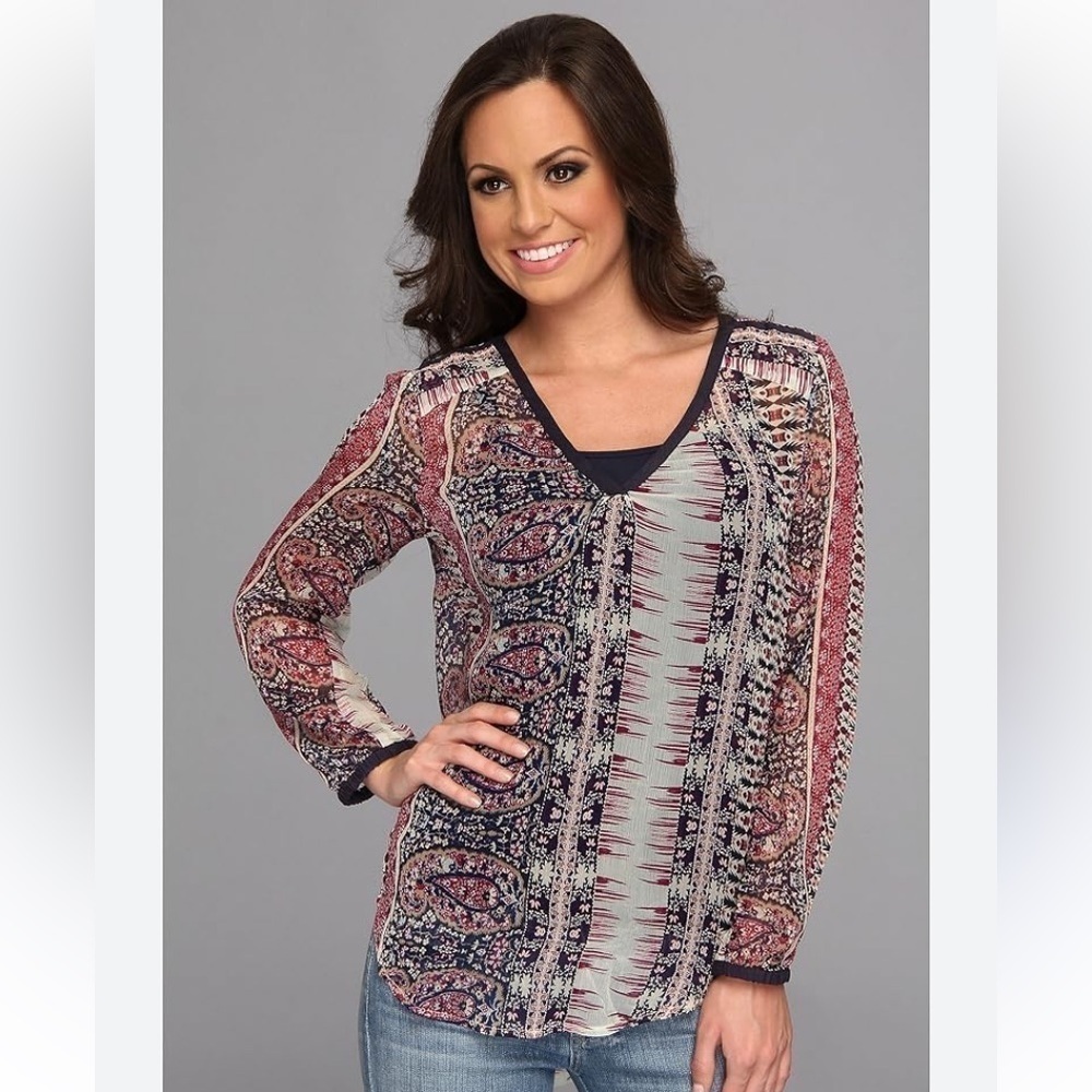 Lucky Brand Womens Concord Paisley Sheer Blouse